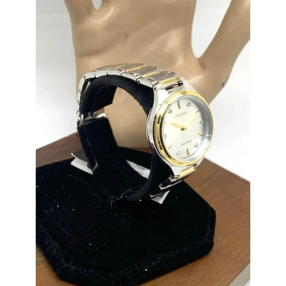 Citizen Women's Watch FE2104-50A Eco Drive Diamond Accent Dial Two Tone Steel